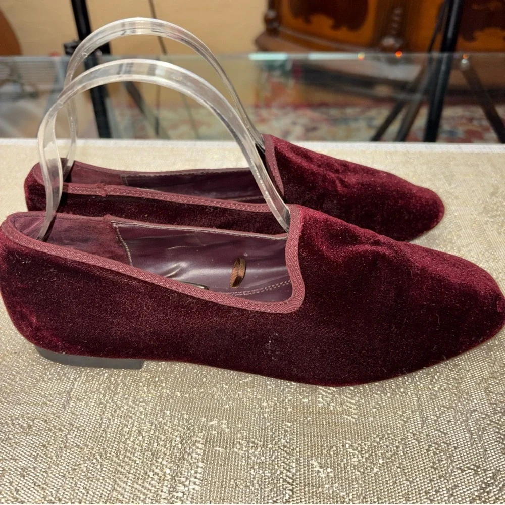 ZARA Elegant Burgundy Velvet Loafers SIZE 36EU